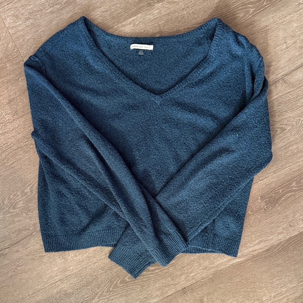 American Eagle Outfitters Deep Blue V-Neck Sweater